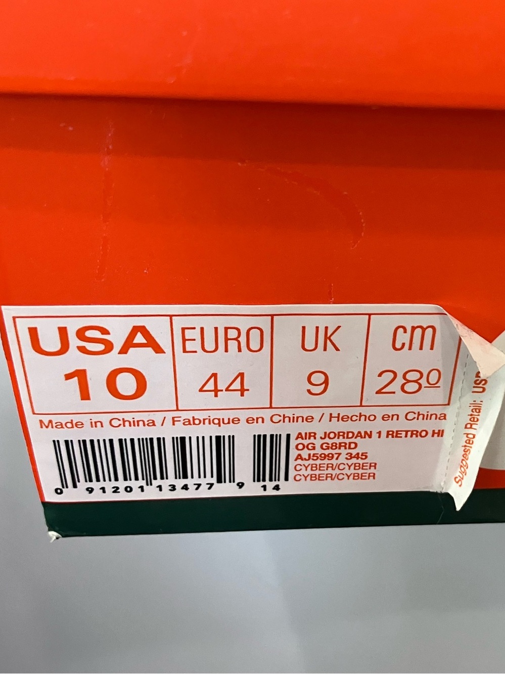 Air Jordan 1 Retro High Gatorade Cyber Size 10 - Picture 9 of 9